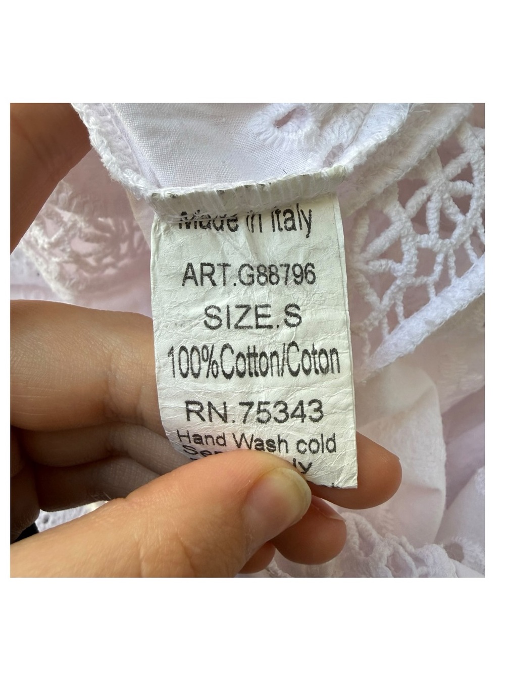 Lungo L’Arno Broderie Angleaise Eyelet Blouse Size Small White Sleeveless Italy - Picture 9 of 15